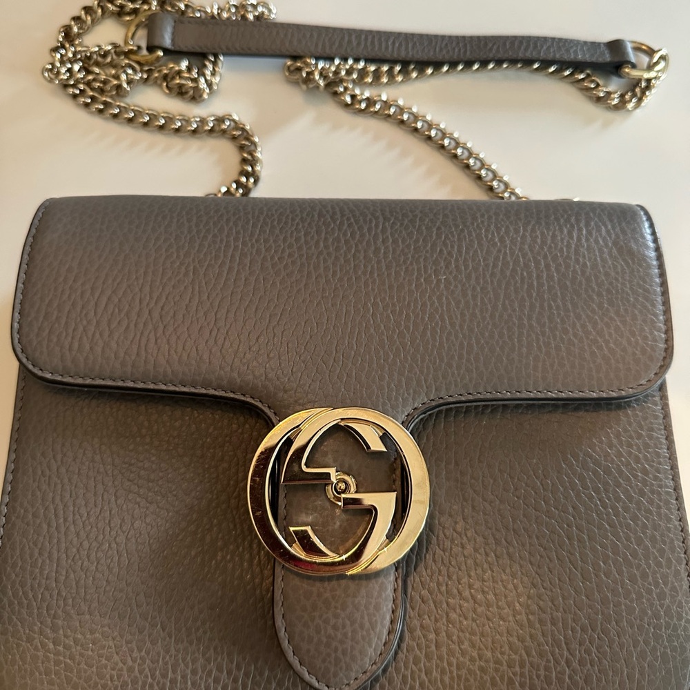 Gucci Gray Leather Crossbody Bag